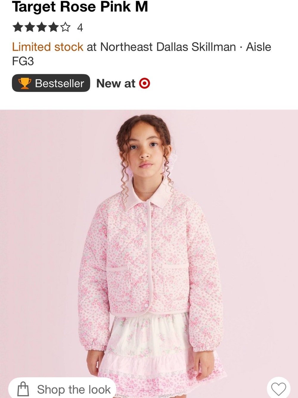 LoveShackFancy x Target Pink Quilted Floral Puffer Jacket